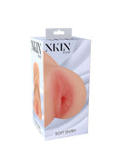 Xkin Raw Soft Entry Stroker Flesh packaging showcasing smooth, lifelike soft entry design in soft pink color.