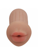 Xkin Raw The Grip Stroker Tan with realistic lips and textured surface for enhanced stimulation.