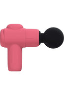 Loveline MicroBoost 10 Function Vibrating Massager Pink shown in a side view with a pink handle and black massage head.