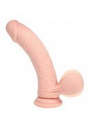 Realrock Dual Layered Vibrating Curved Dildo 8 inch Flesh with realistic texture and firm base for enhanced pleasure.