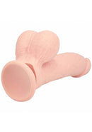 Realrock Dual Layered Vibrating Curved Dildo 8 inch Flesh with lifelike texture and design, featuring dual-density construction.