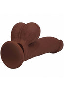 Realrock Dual Layered Vibrating Curved Dildo 8 inch Brown with realistic texture and form.