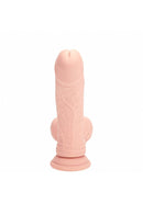 Realrock Dual Layered Vibrating Curved Dildo 7 inch Flesh in flesh color showing realistic texture and details.