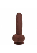 Realrock Dual Layered Vibrating Curved Dildo 7 inch Brown, showcasing dual-density design for realism and comfort.