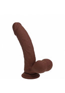Realrock Dual Layered Vibrating Curved Dildo 7 inch Brown featuring advanced dual-density design and realistic texture.