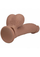 Realrock Dual Layered Vibrating Curved Dildo 6 inch Tan showcasing a realistic design with a soft exterior for pleasure.