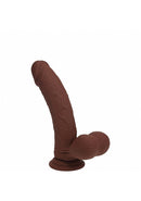 Realrock Dual Layered Vibrating Curved Dildo 6 inch Brown - realistic design and powerful vibration.