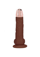 Realrock Metalhead Vibrating Straight Dildo 7 inch Brown with metal head and lifelike texture.