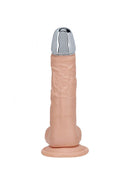 Realrock Metalhead Vibrating Straight Dildo 6 inch Flesh with realistic design and solid metal tip.