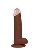 Realrock Metalhead Vibrating Straight Dildo 6 inch Brown with solid metal head for firm pressure and targeted sensation.