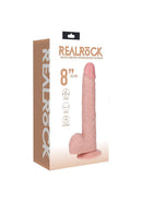 RealRock 8 inch Vibrating & Rotating Cock Straight Beige packaging with product details and lifelike design