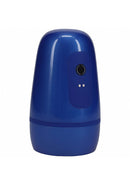 PUMPED Vibrobator Masturbator Negative Pressure Suction Blue on a white background showcasing its sleek design.