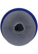 Top view of the PUMPED Vibrobator Masturbator Negative Pressure Suction Blue with a smooth internal design and suction opening.