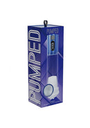 PUMPED HyperLift Masturbator Suction Metallic Blue packaging with modern design and vacuum stimulation features.