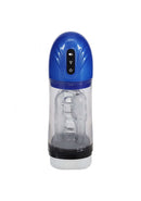 PUMPED SonicPull Masturbator Suction Vibration Multimedia Enhanced Blue with ergonomic design and control panel.