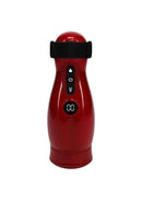 PUMPED Virtuo Masturbator Suction Vibration Phone Attachment Red with control buttons and display.