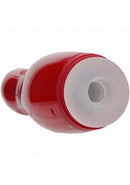 PUMPED Virtuo Masturbator Suction Vibration Phone Attachment Red, showcasing its design and features.
