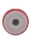 PUMPED Virtuo Masturbator Suction Vibration Phone Attachment Red top view image showing design and opening.