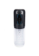 Pumped Vortex Suction Rotating Thrusting Masturbator in sleek design with control buttons and transparent body.