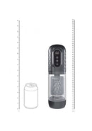 Pumped Vortex Suction Rotating Thrusting Masturbator next to a can for size comparison.