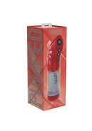 PUMPED StrokeMate Masturbator Metallic Red packaging showcasing its sleek design and advanced features.