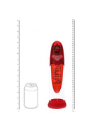 Pumped Aqua-Pro Submersible Automatic AI Enabled Red vacuum pump with red design next to a can for scale.