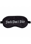 Ouch Suck Dont Bite Printed Mask Satin Black, sleek sensory accessory designed for gentle vision blocking.