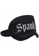 Ouch Spank Me Printed Mask Satin Black featuring stylish print design for sensory exploration.