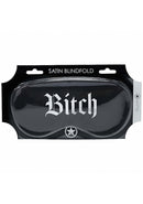 Ouch Bitch Printed Mask Satin Black packaging featuring bold lettering for a stylish satin blindfold.