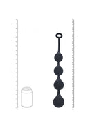 Levelz Waterdrop Silicone Anal Balls L 40 MM Black displayed next to a can for size reference.