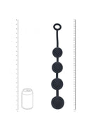 Levelz Round Silicone Anal Balls XL 50 MM Black displayed next to a can for size comparison.