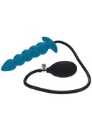 Levelz Beaded Inflatable Silicone Anal Plug Teal with inflatable bulb for customizable fullness.
