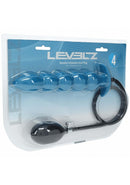 Levelz Beaded Inflatable Silicone Anal Plug Teal in packaging showcasing beaded design and inflation feature.