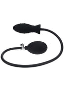 Levelz Ribbed Inflatable Silicone Anal Plug Black with inflatable squeeze bulb for customizable pleasure.