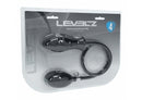 Levelz Ribbed Inflatable Silicone Anal Plug Black in packaging with pump for adjustable size and enhanced texture.