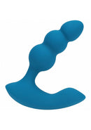 Remote Controlled Rechargeable Beaded Vibrating Anal Plug Teal on a white background