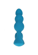 Remote Controlled Rechargeable Beaded Vibrating Anal Plug Teal shown in teal color with graduated silicone beads.