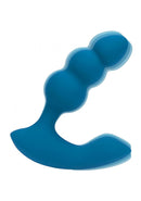 Remote Controlled Rechargeable Beaded Vibrating Anal Plug Teal with graduated silicone beads for enhanced stimulation.