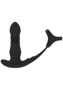 Levelz Vibrating & Thrusting Prostate Massager & Cock Ring Black showcasing sleek design and dual-function features.