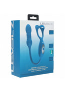 Levelz Vibrating & Thrusting Tri-O Cock Ring & Prostate Massager Teal packaging with image of product.