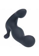 Levelz Heating & Vibrating Silicone Prostate Stimulator Black shown from the side on a white background.