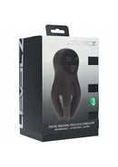 Digital Vibrating Penis Head Stimulator with Tentacles Black packaging showcasing its features and functions.