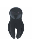 Digital Vibrating Penis Head Stimulator with Tentacles Black, compact design with digital controls for enhanced sensitivity.