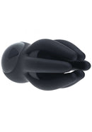 Digital Vibrating Penis Head Stimulator with Tentacles Black showing ergonomic tentacle design for enhanced stimulation.