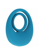 LEVELZ Vibrating Liquid Silicone Cock & Ball Ring Teal on a white background, showcasing its smooth design.