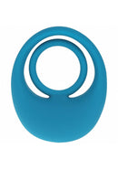 LEVELZ Vibrating Liquid Silicone Cock & Ball Ring Teal on a white background, showcasing its flexible design and teal color.
