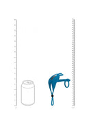 Levelz Bunny Vibrating Lasso Cock Ring & Shaft Loop Blue next to a soda can for size comparison.