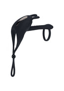 Levelz Bunny Vibrating Lasso Cock Ring & Shaft loop Black featuring silicone design and vibrating module.
