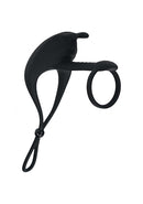 Levelz Bunny Vibrating Lasso Cock Ring & Shaft loop Black, premium silicone for intense stimulation and secure fit.