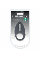 Levelz Adjustable Vibrating Silicone Cock Ring Black in packaging, designed for enhanced sensation and comfort.